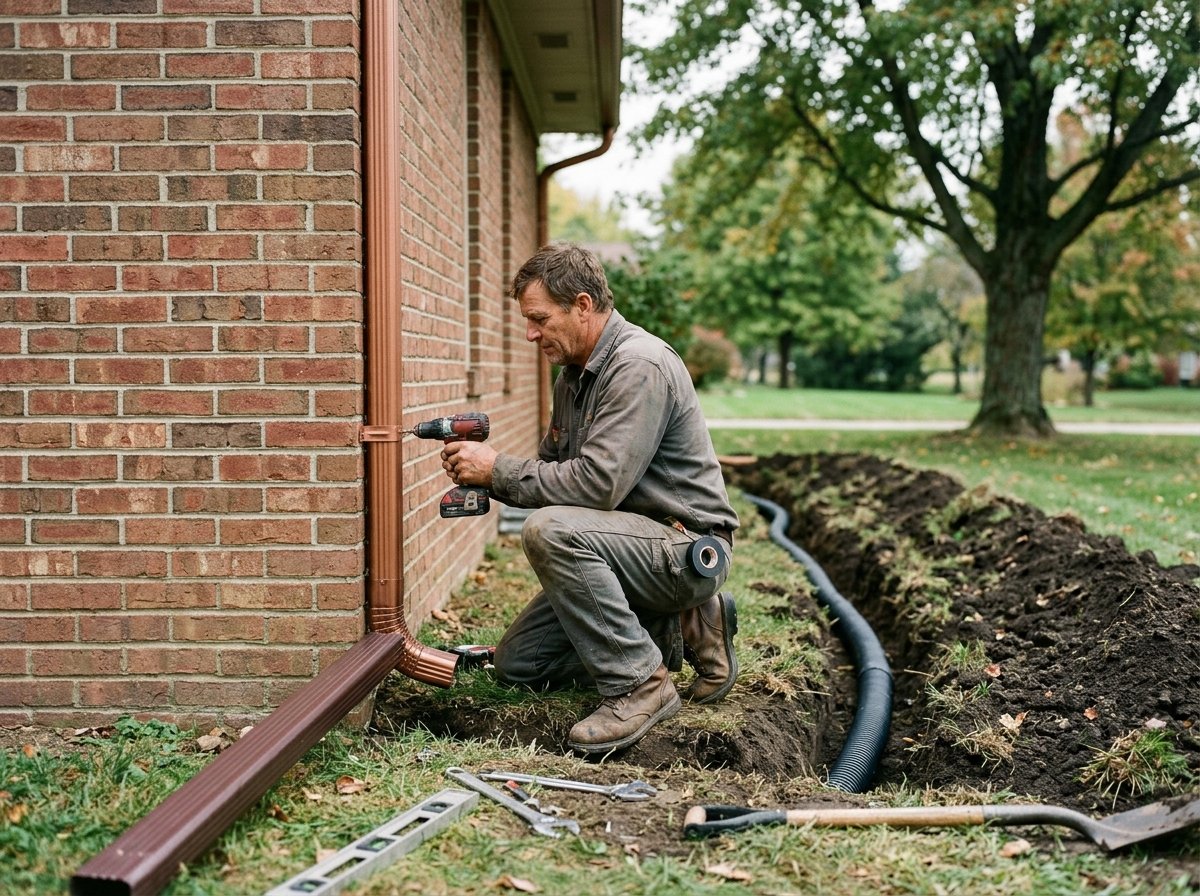 Downspout Installation on an Indianapolis-area home by Indianapolis Gutter Co.