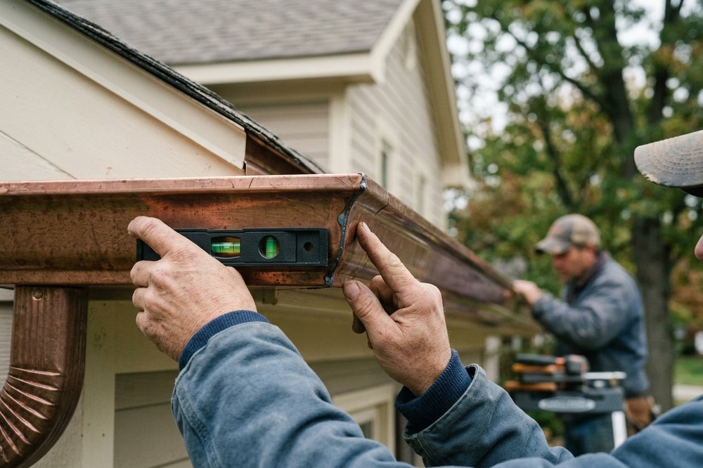 Gutter Inspection work in progress on a Indianapolis, Indiana home