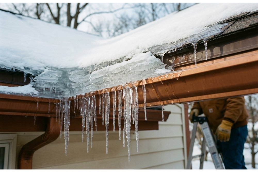 Ice Dam Prevention work in progress on a Indianapolis, Indiana home
